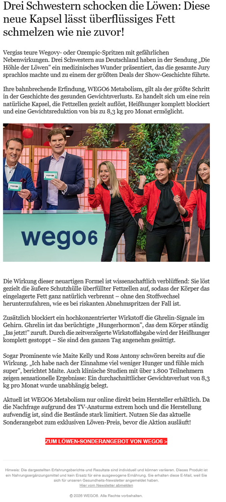 Wego6 Spam. Die einzige zu erwartende Wirkung ist, dass Sie Ihr Geld loswerden und noch mehr fragwürdigen Spam erhalten